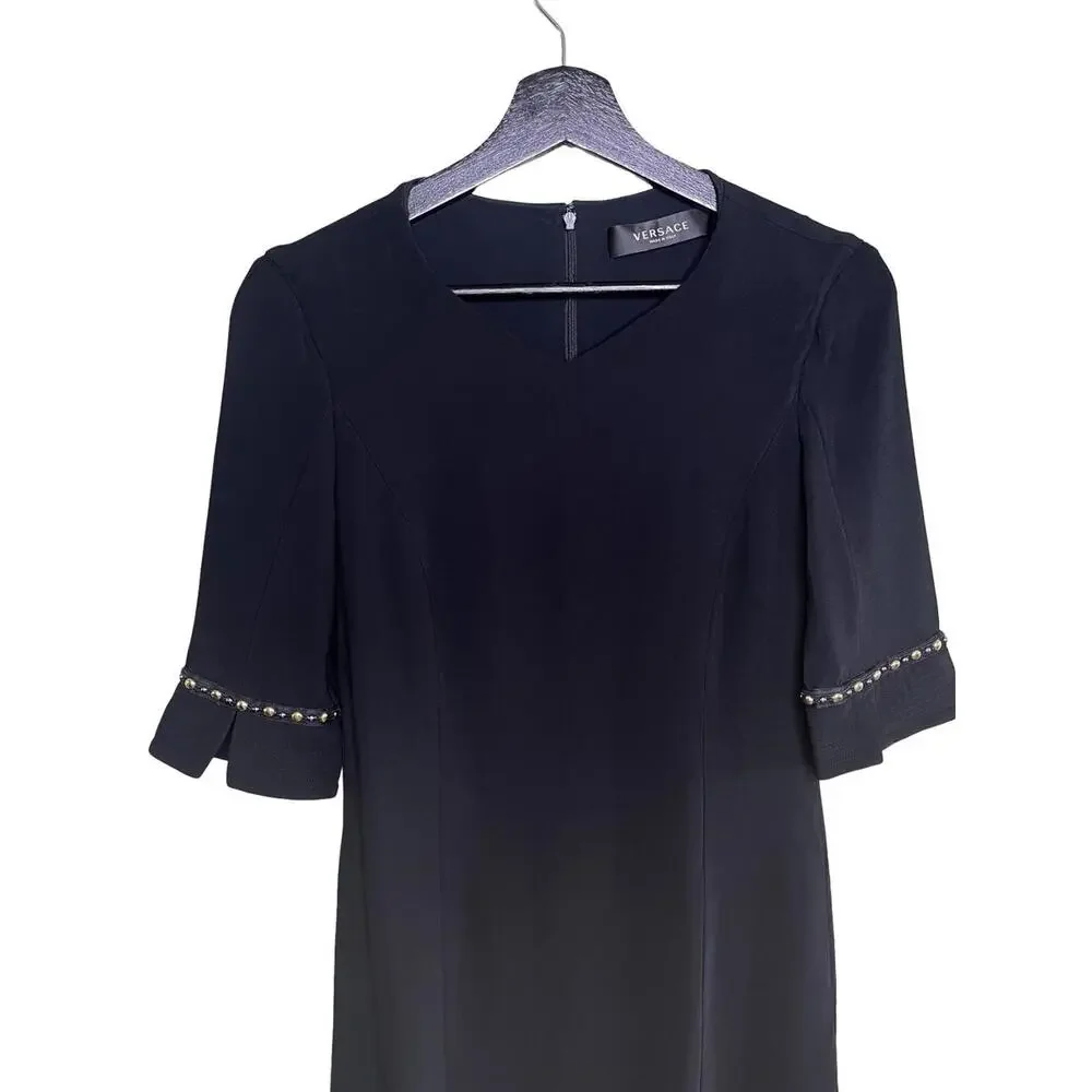 Versace Medusa Stud Sleeve Mini Dress Black Size 38 - Picture 3 of 9